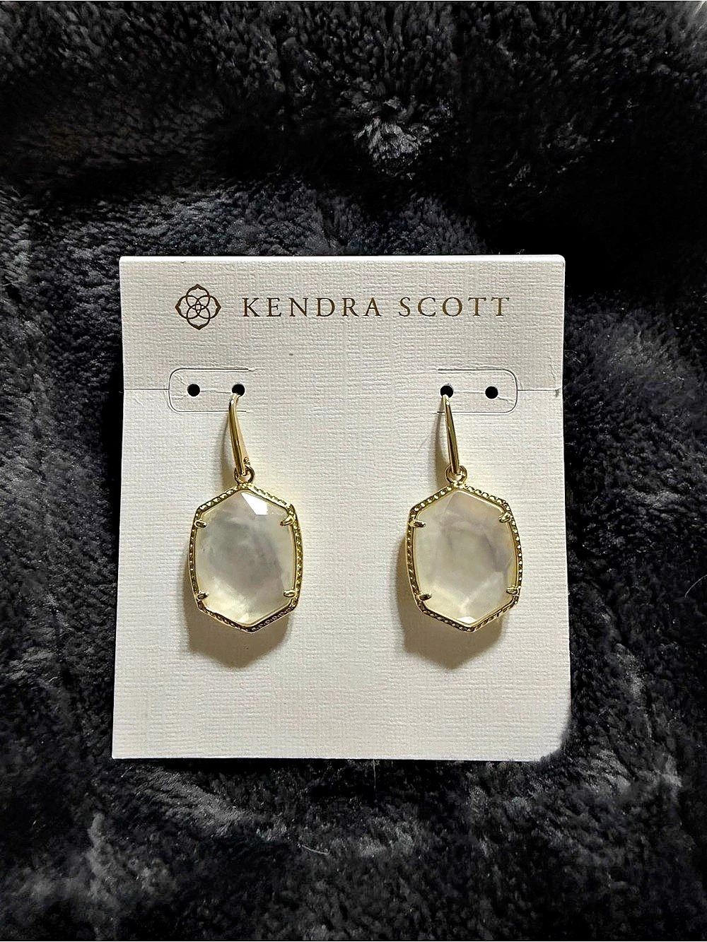 Kendra Scott Daphne Frame Drop Ear Gold & White Drop Earrings